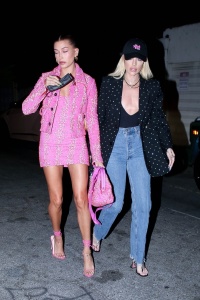 Hailey Baldwin Bieber Pink Dress For Dinner Out Again In West