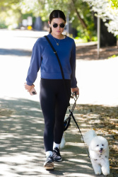 Lucy Hale - Out walking her dogs in Los Angeles April 1, 2024