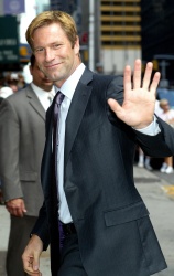 Aaron Eckhart - visits Late Show with David Letterman at the Ed Sullivan Theatre on July 15, 2008 in New York City