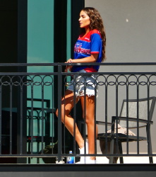 Olivia Culpo - Relaxes on her VIP balcony at a hotel in Tampa, Florida February 7, 2021
