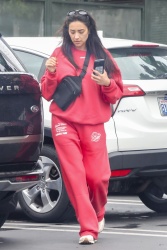 Shay Mitchell - Rocks a red Lonely Air ensemble during a grocery run, Los Angeles CA - April 14, 2024