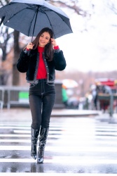 Victoria Justice - Braves the rain in Midtown New York December 9, 2019