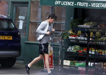 Matt Smith - seen taking a jog to a shop for some essential supplies in London, April 3, 2020