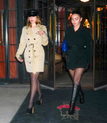 Charli XCX and Addison Rae - outside their hotel in New York City - February 20, 2024