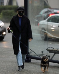 Lili Reinhart - takes her dog for a walk in Vancouver, Canada | 01/30/2021
