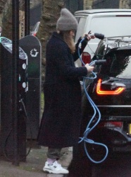 Claire Foy - Charges her electric BMW car out in Hampstead, January 18