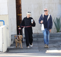 Selma Blair - Is joined by her boyfriend Ron Carlson for a coffee run with Selma's Service dog by her side in Studio City, December 31, 2021