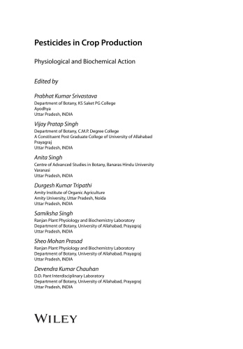 Pesticides in Crop Production   Physiological and Biochemical Action