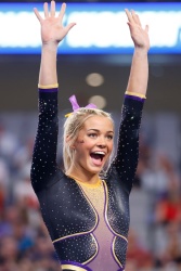 Olivia Dunne - and her LSU Tigers advance from the NCAA Division I Women's Gymnastics Championships semifinals - Fort Worth, TX - April 18, 2024