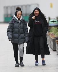 Yinka Bokinni & Shayna Marie - Make a casual exit from Capital Xtra breakfast show in London, February 11, 2021
