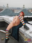 Helen fucks a banana on a rooftop  DirtyPublicNudity 