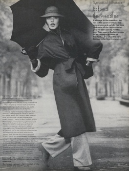 Jul. 23, 1974 - Jean-Louis Scherrer's haute-couture fall and winter  collection for 1974-75 has a refined elegance that evokes Scottish fogs or  Bavarian hunts with its sporting line, as well as elegant