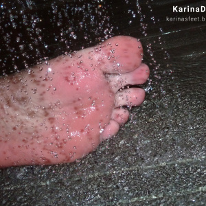Foot model Karina naked bare feet under the shower Foot model Karina shows here bare feet naked under the shower, female foot fetish pictures at Karina's Foot Blog