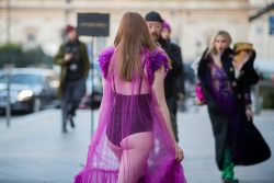 Larsen Thompson - Wearing a sheer dress outside the Viktor and Rolf Fashion Show in Paris January 22, 2020