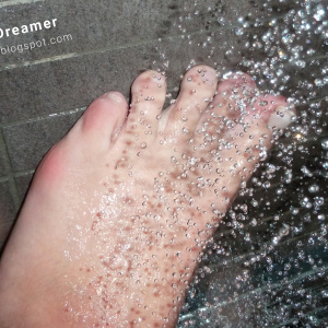 Foot model Karina naked bare feet under the shower Foot model Karina shows here bare feet naked under the shower, female foot fetish pictures at Karina's Foot Blog