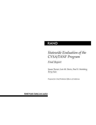 Evaluation of the CYSA TANF Programs in California Final Report