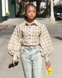 Skai Jackson - Looks chic in her Louis Vuitton ensemble while spot it on Melrose Street in West Hollywood, April 15, 2021