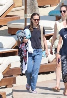 Natalie Portman - boarding a boat at Solimar Beach, Mykonos, Greece, July 3, 2024