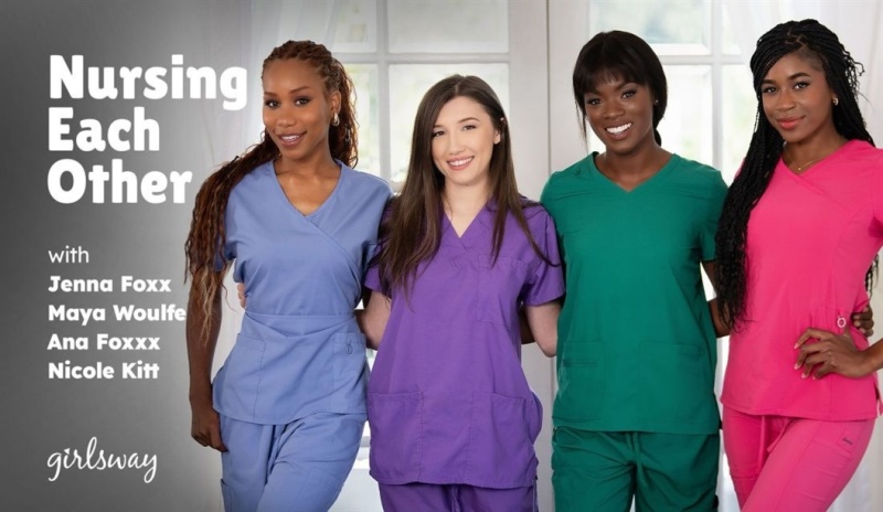 Nicole Kitt, Jenna Foxx, Maya Woulfe & Ana Foxxx - Nursing Each Other 1080p