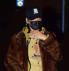 Rihanna - Shows ample cleavage stepping out for a dinner date with A$AP Rocky and their friends in New York City, January 19, 2021