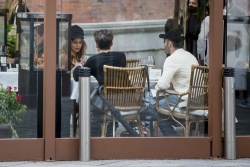 Mónica Cruz - Out eating on a terrace despite the rain with Pelayo Díaz Zapico in Madrid, April 13, 2021