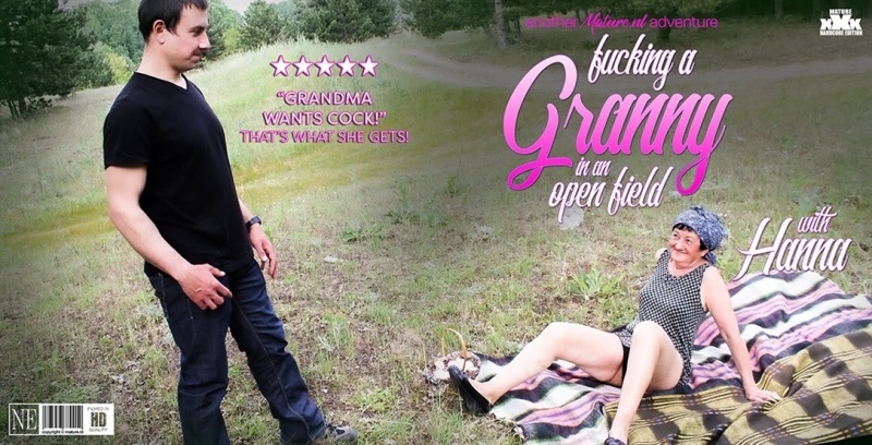 Hanna D. & Roberto - 73 year old grandma Hanna D. seduced a younger stranger to fuck her in an open field 1080p