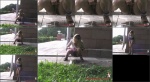 Babe squatting in public and pissing outdoors