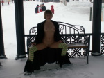 Nikita is naked under her coat on this wintry day  DirtyPublicNudity 