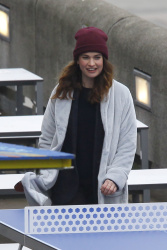 Lily James - Filming a scene for "What's Love Got To Do With It" in Southwark, London January 8, 2021