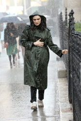 Rachel Weisz - Films an emotional scene outside a church in the rain on the set of 'Dead Ringers' in New York, October 25, 2021