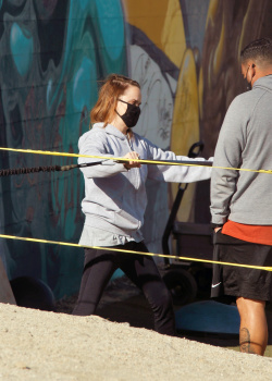 Taryn Manning - Hits up an outdoor gym for a work out in Palm Springs, December 18, 2020