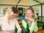 Under the table upskirts with blonde friends