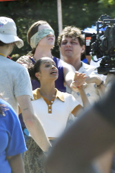 Liza Koshy - Films a scene for the new movie 'Players' in Yankee stadium in the Bronx in New York, August 24, 2021