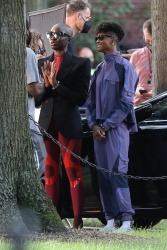Danai Gurira & Letitia Wright - Filming a scene for 'Black Panther: Wakanda Forever' at MIT in Cambridge, Massachusetts, August 21, 2021