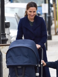 Pippa Middleton - Pushing newborn daughter Grace in her pram in West London, March 25, 2021