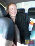 Pretty redhead Afina putting on leg warmers in the car  DirtyPublicNudity 