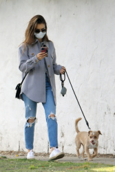 Lily Collins - Steps out to walk her dog in Los Angeles January 22, 2021