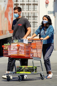 Camila Mendes - Picks up supplies at home depot with her boyfriend Grayson Vaughan in Los Angeles, June 27, 2020