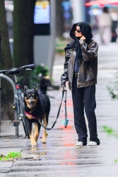 Emily Ratajkowski - Out walking her dog on a rainy day in New York September 26, 2023