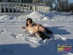 DirtyPublicNudity Naked Alisa rolls around in the snow