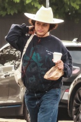 Alia Shawkat - Rocks a large cowboy hat while stopping for her morning coffee in Los Feliz, April 28, 2023