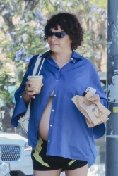 Alia Shawkat - Radiates joy as she showcases her beautiful baby bump during a coffee run in Los Feliz, July 18, 2023