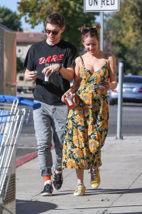 Halsey and Evan Peters - share laughs after picking up Starbucks in Burbank, November 18, 2019
