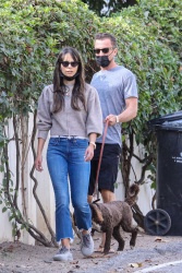 Jordana Brewster - takes her puppy out for a walk in Brentwood, California | 01/19/2021