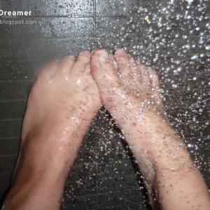 Foot model Karina naked bare feet under the shower Foot model Karina shows here bare feet naked under the shower, female foot fetish pictures at Karina's Foot Blog