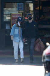 Lily James - Shops for groceries with boyfriend Michael Shuman in Los Angeles, April 4, 2021