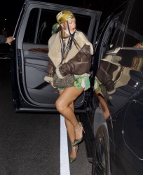 Rihanna - Arriving for parties at The Nice Guy in mini skirt that showcases her slender legs in Los Angeles, April 10, 2021