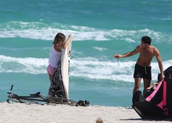 Aaron Diaz - On the Beach in Miami on February 4, 2014