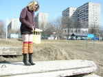 DirtyPublicNudity Quick public piss for the girl in striped socks