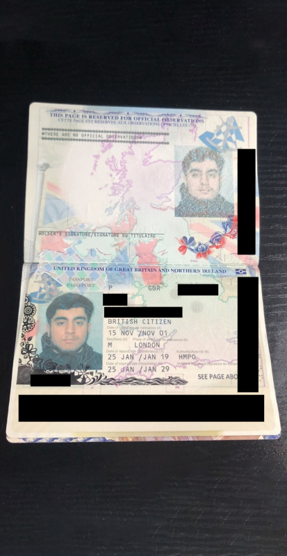 Британия.Права с двух сторон+паспорт на одного человека.